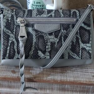 Aimee Kestenberg Green and Gray Snake Print Crossbody